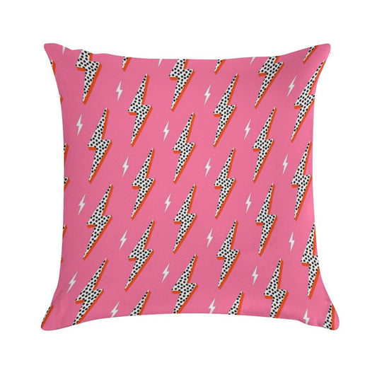 Lightning Bolt Thunder Flash Preppy Pink Soft Shrink-Resistant Throw Pillow