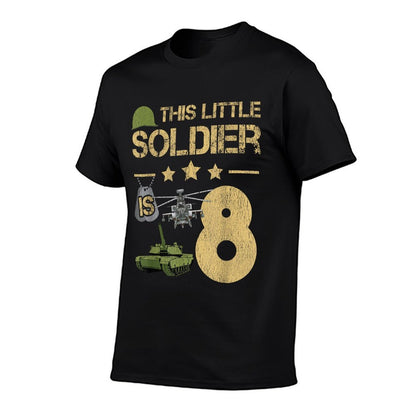 8 Year Old Soldier Birthday Boy 8th Birthday Kids Army Camo  Slim-fit Cut T-Shirt