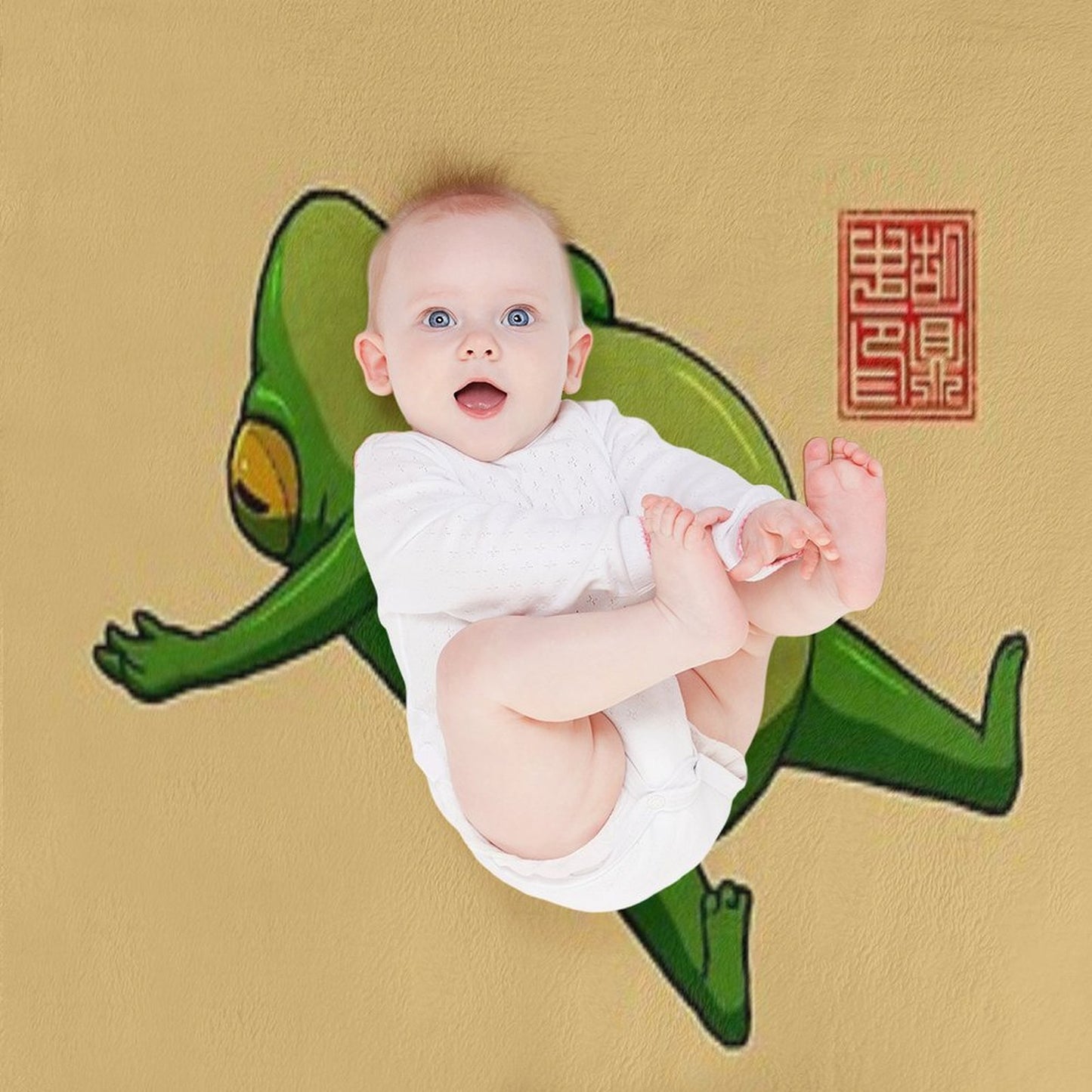 Yoga Frog Mood Machine-washable Throw Blanket