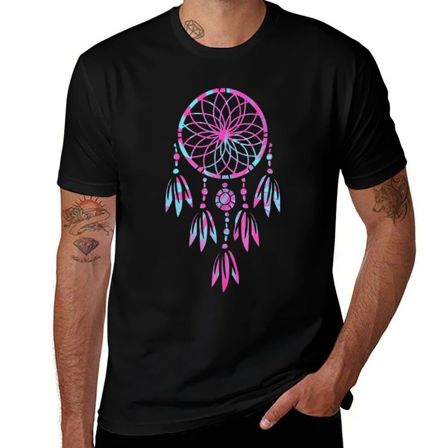 Dreamcatcher Tie Dye Feathers Native American Tribal Women  Stretchy T-Shirt