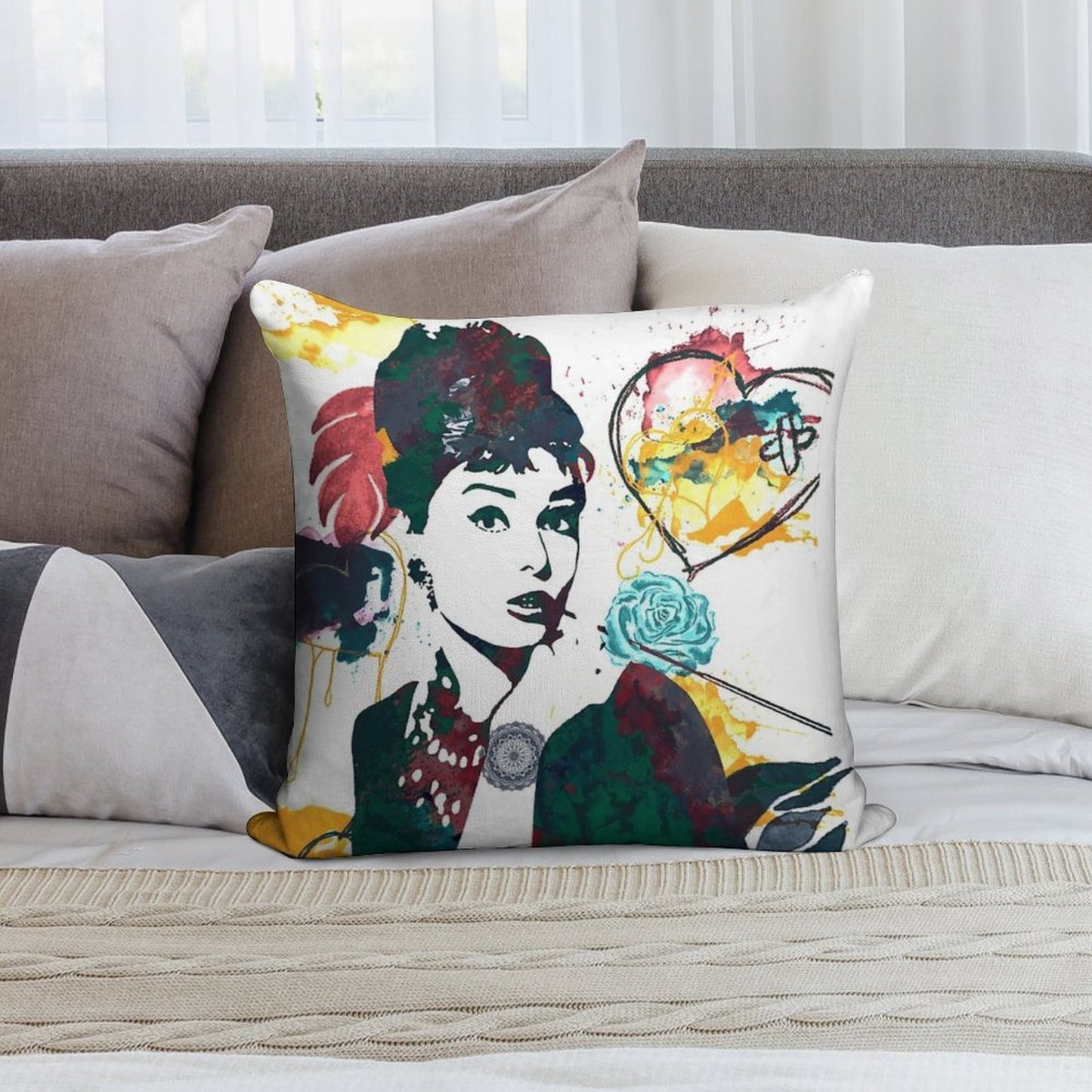 Audrey Hepburn Nature Colours Soft Reinforced Edging Throw Pillow