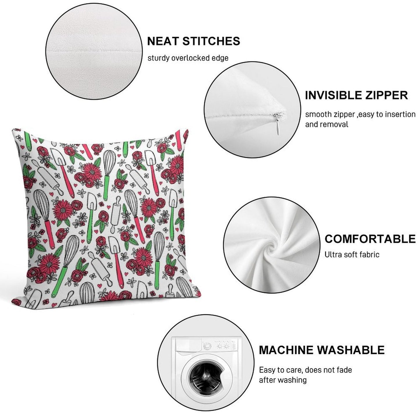 Holiday Cooking & Baking Soft Luxury Feel Throw Pillow