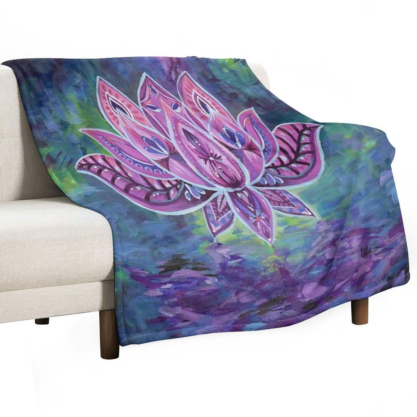 Purple Lotus Wrinkle-free Throw Blanket