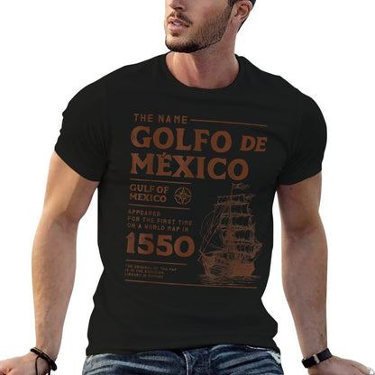 Gulf of Mexico Name Origin 1550  Ribbed Collar T-Shirt