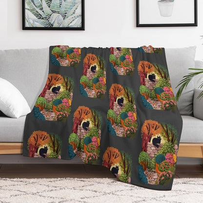 Cat in The Garden Velvety-soft Throw Blanket