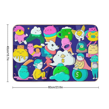 Poster Doodle Cute Monster. Funny Characters. Cartoon Hand Drawn.  Eco-Friendly Bath Mat