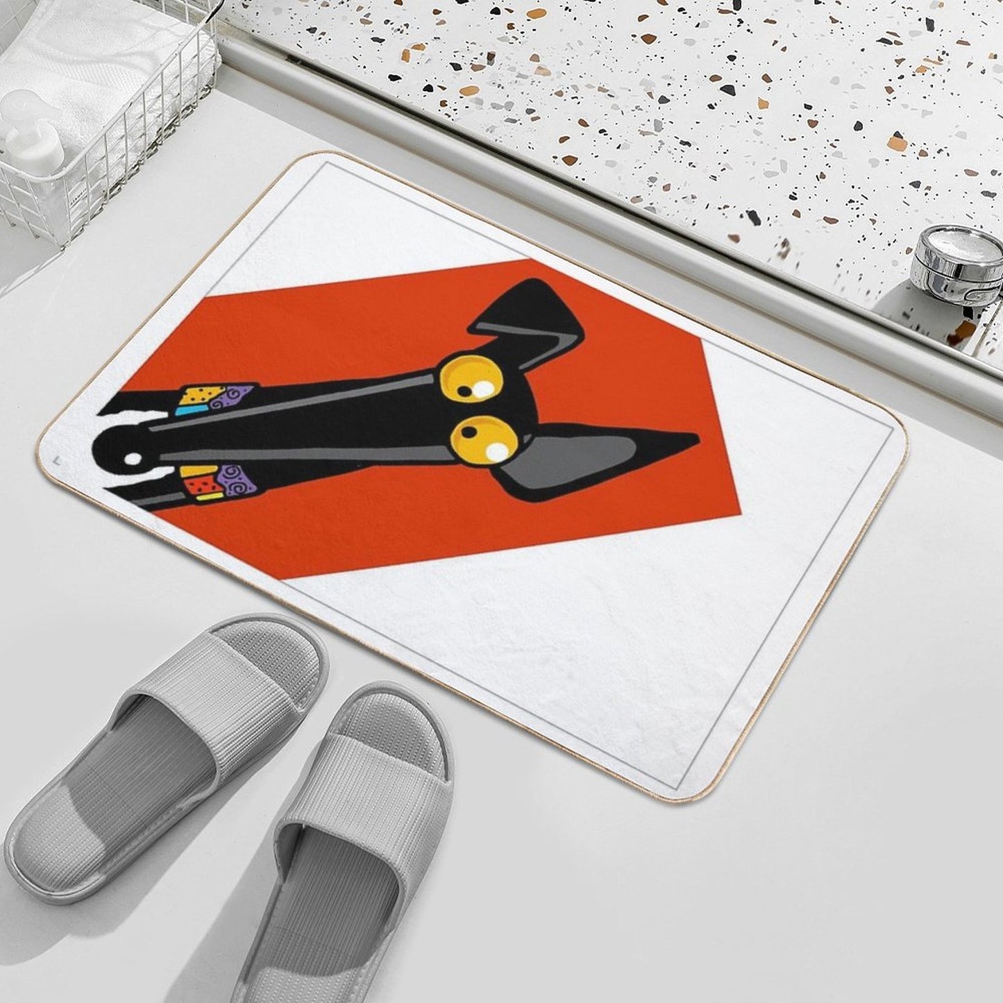 Greyhound Ears Big Red  Anti-Trip Bath Mat