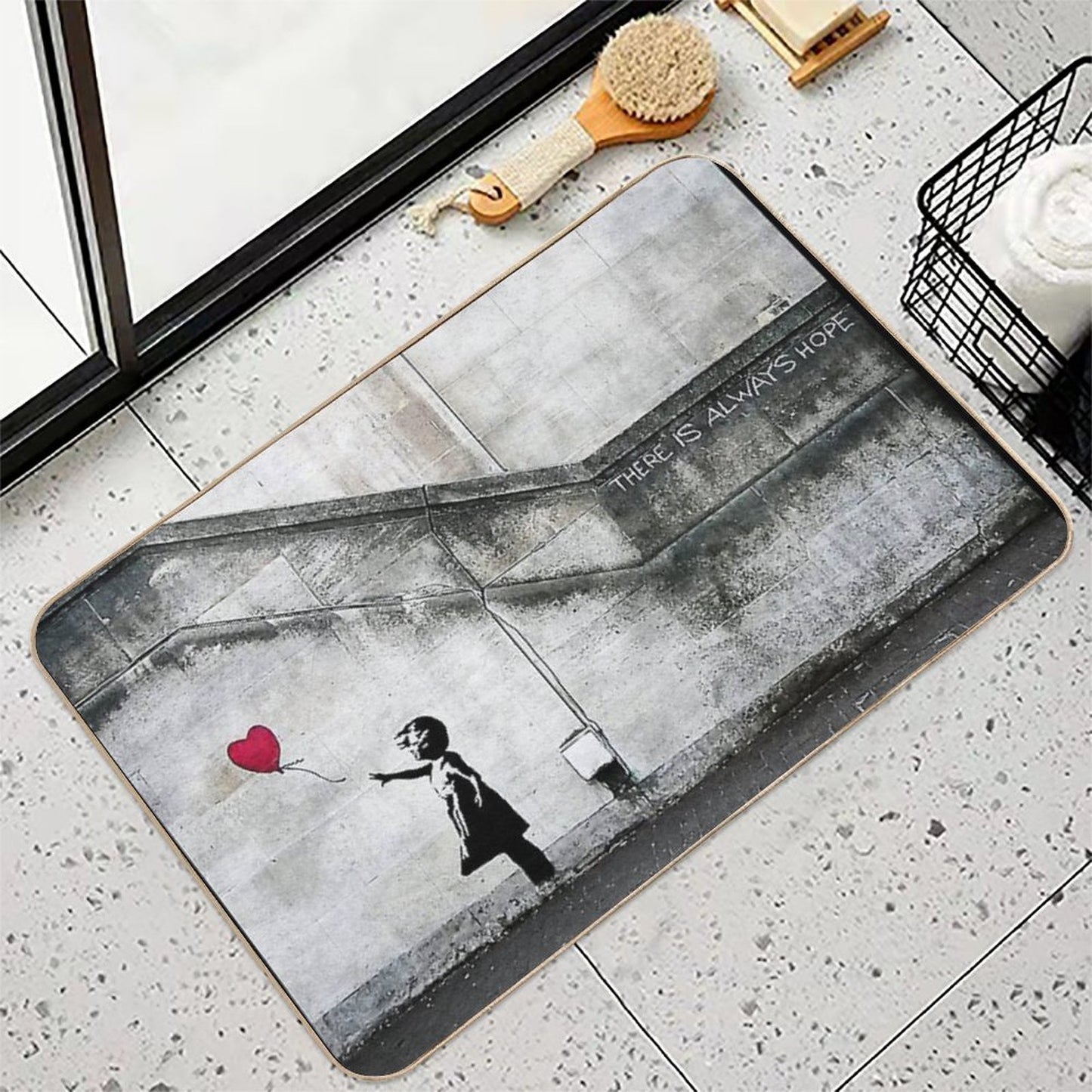 Balloon Girl - There Is Always Hope  Original Mural Banksy  Easy To Clean Bath Mat