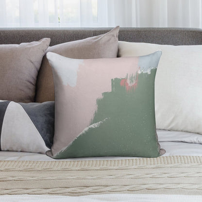 Modern Abstract Art Painting in Sage Green & Blush Pink Soft Style Accent Throw Pillow