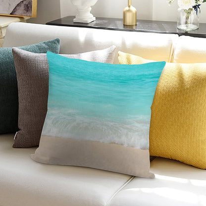 Bright Blue Calm Ocean Shore Soft Multiple Sizes Throw Pillow