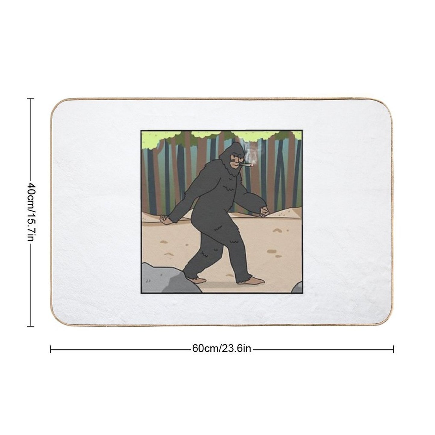 Big Foot Hand-Drawn 420 Art  Easy Maintenance Bath Mat