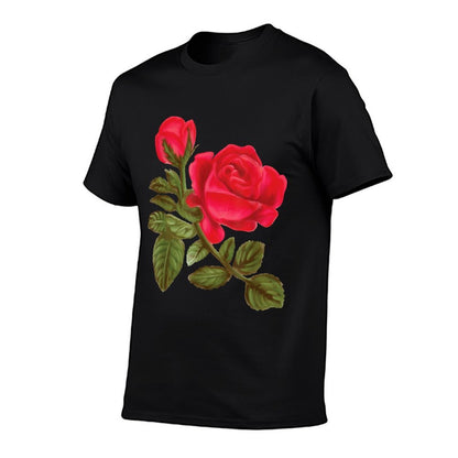 Watercolor Rose Flower Nature  Fade-proof Color T-Shirt