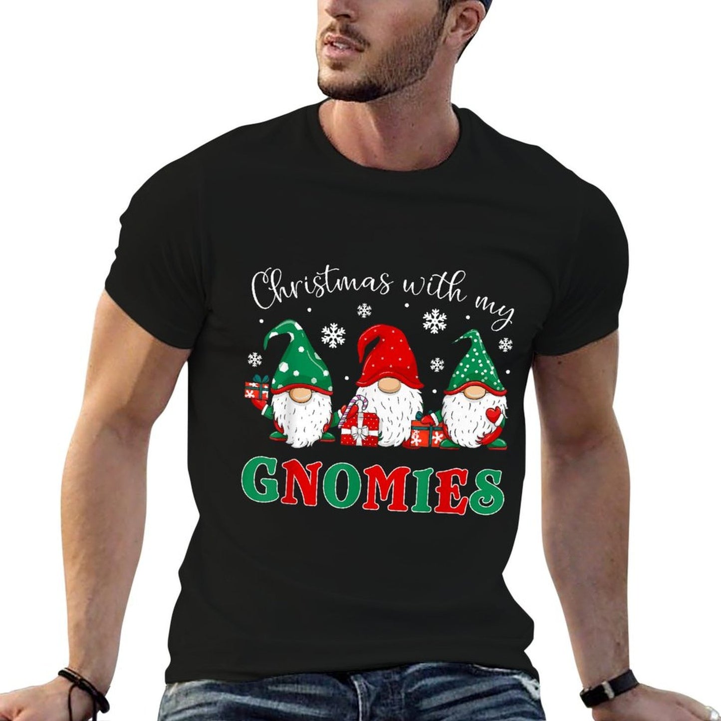 Christmas With My Gnomies Family Christmas Buffalo Plaid  Summer-ready Fabric T-Shirt
