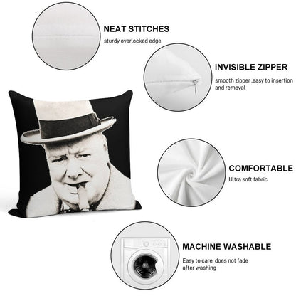 Wiston Churchill Face Soft Warmth Comfort Throw Pillow