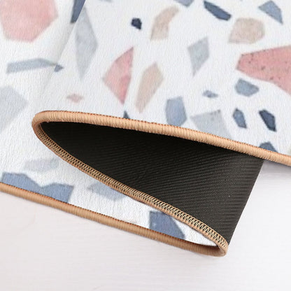 Vintage Pastel Blue Pink Beige Geometric Terrazzo Pattern  Rapid-Drying Bath Mat