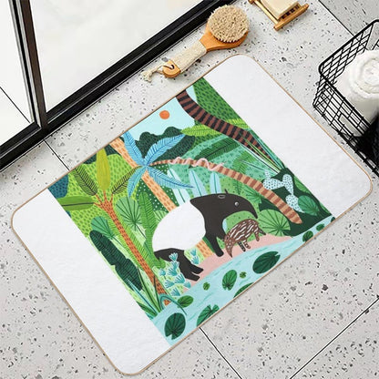 Malayan Tapir & Baby Print  Slip-Resistant Bath Mat