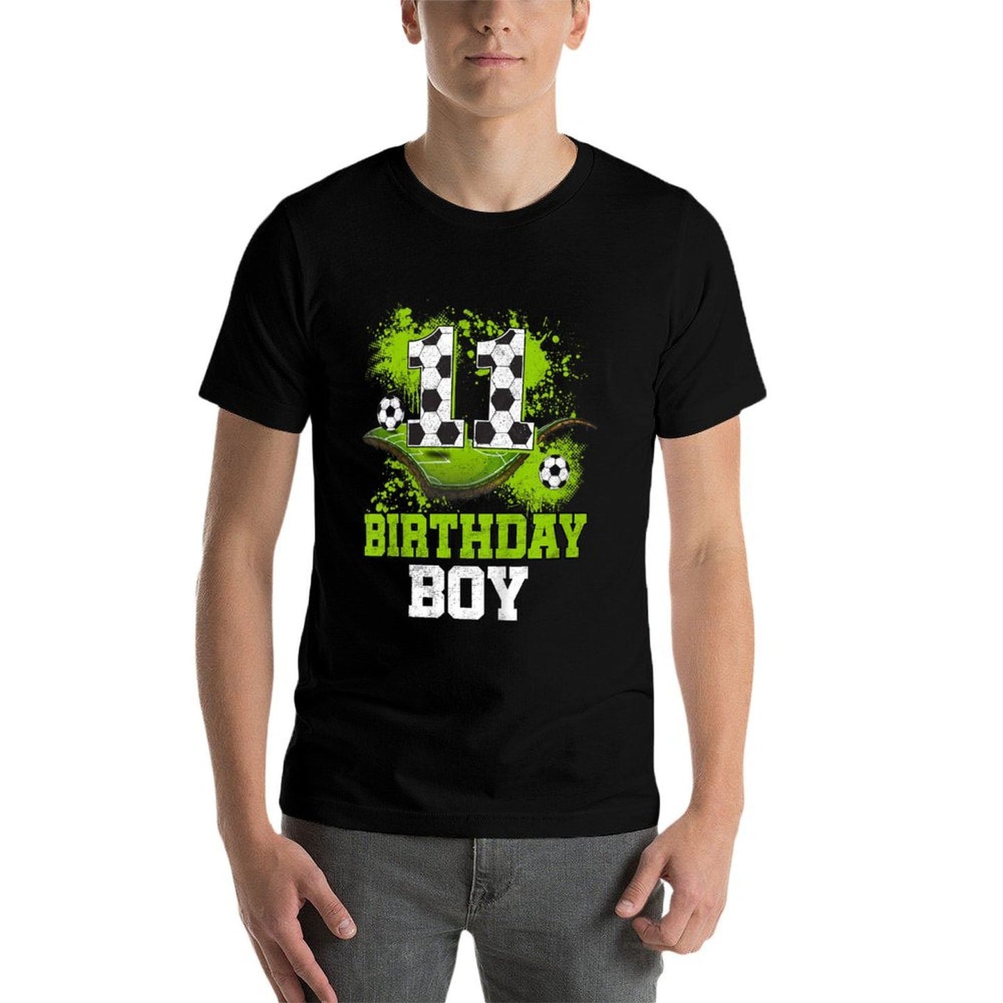 Kids 11th Birthday Boy Kids Soccer Birthday Decorations  Heathered Texture T-Shirt