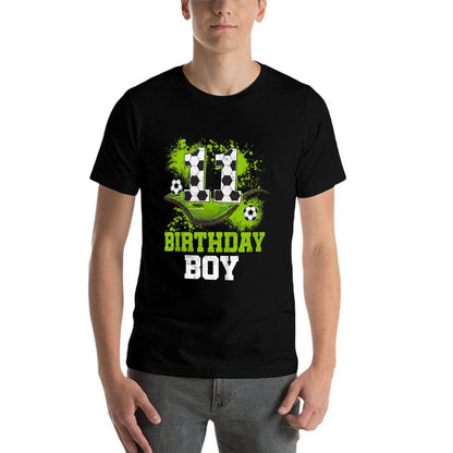 Kids 11th Birthday Boy Kids Soccer Birthday Decorations  Heathered Texture T-Shirt
