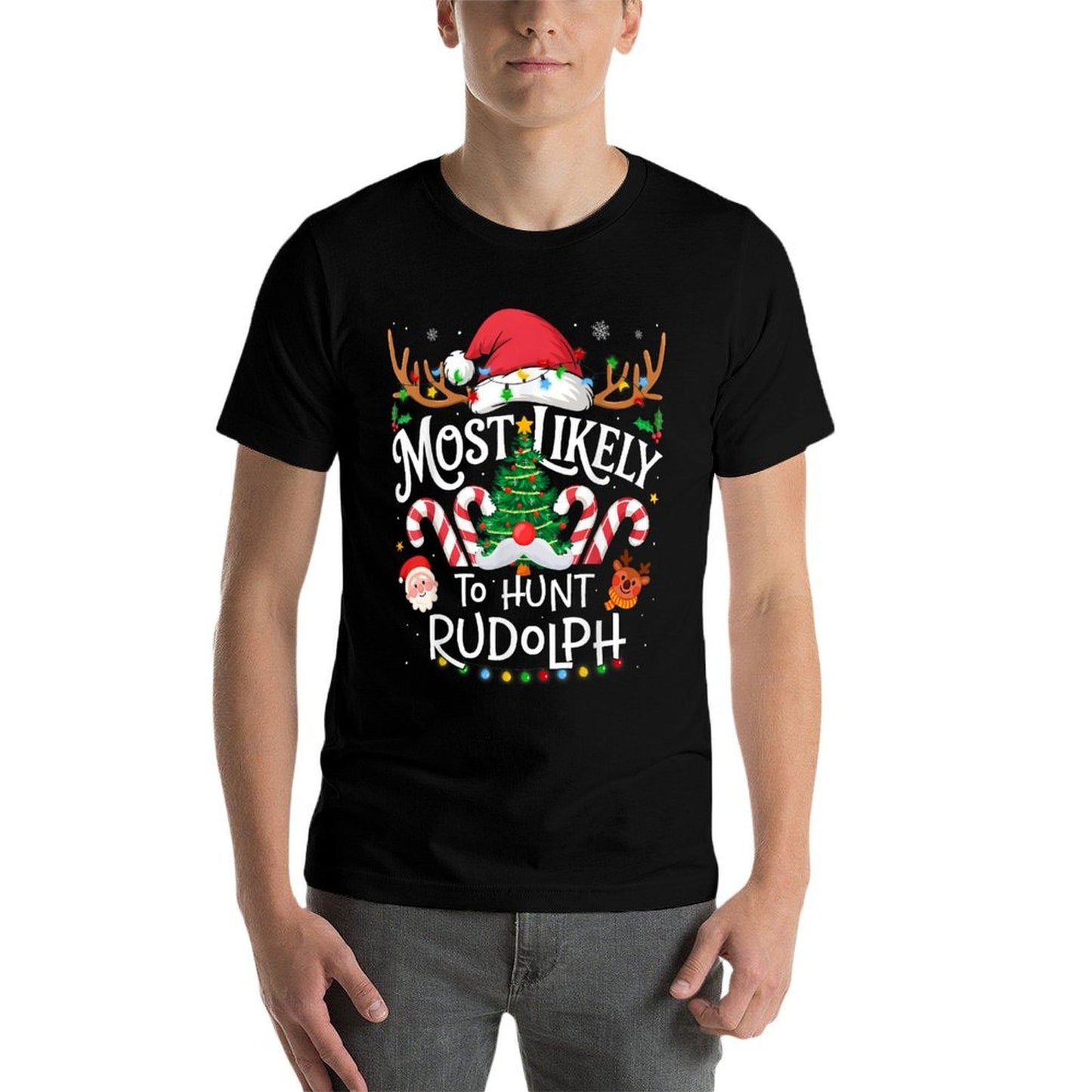 Most Likely to Hunt Rudolph Family Matching Christmas  Fade-proof Color T-Shirt