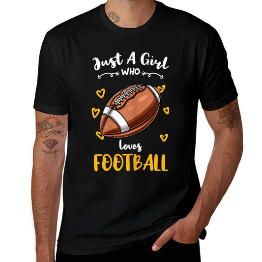 Just A Girl Who Loves Football  Wrinkle-resistant T-Shirt
