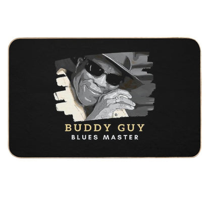 Buddy Guy Blues Master  Gold And White Text with Graphic  Repositionable Bath Mat