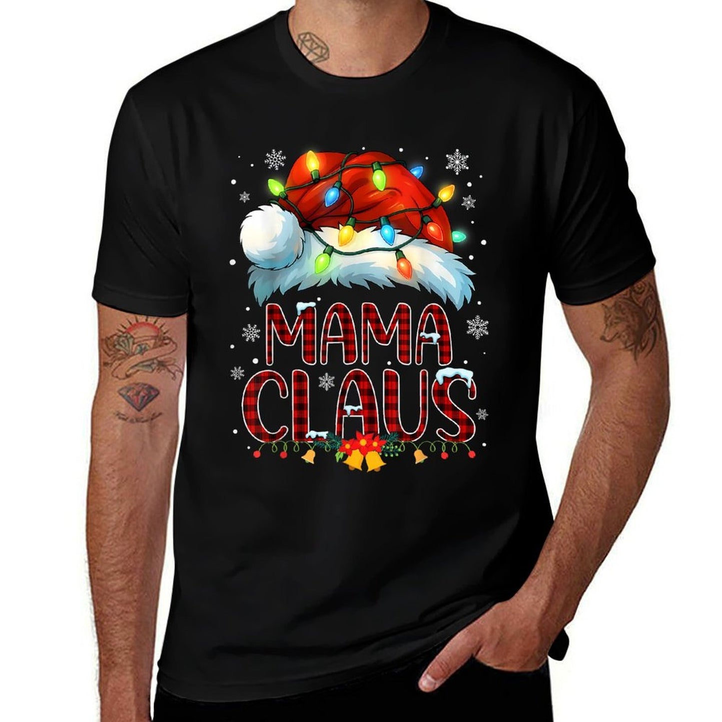 Christmas Hat Lights Pajama Mama Claus Family Matching  Classic T-Shirt