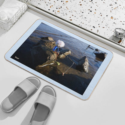 Fishing Fubby on A Rock.  Anti-Trip Bath Mat