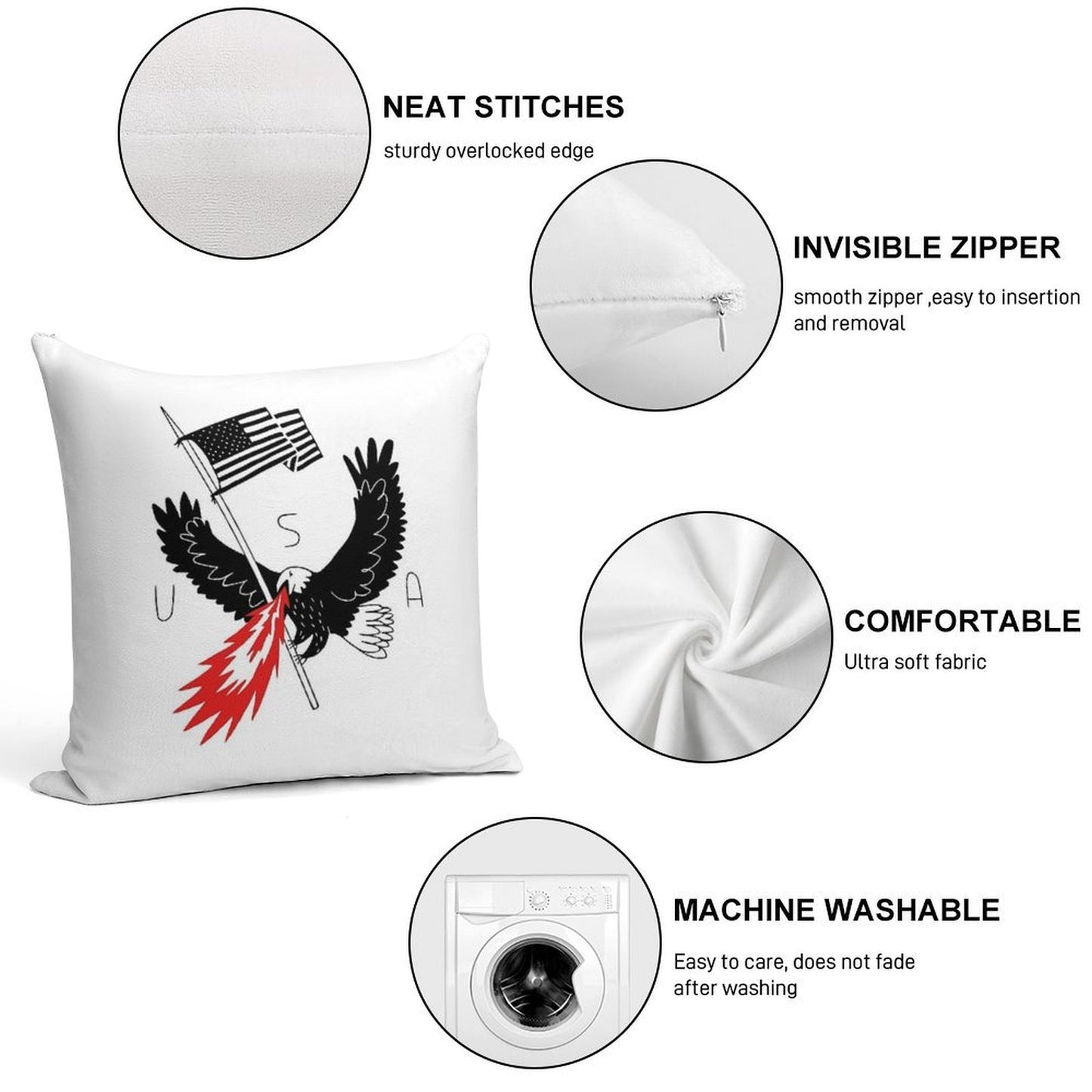 FIRE BREATHING BALD EAGLE OF PATRIOTISM Soft Home Decor Throw Pillow