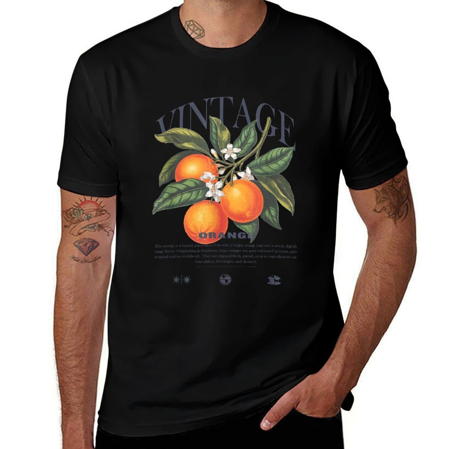 Orange Fruit Vintage  Heathered Texture T-Shirt