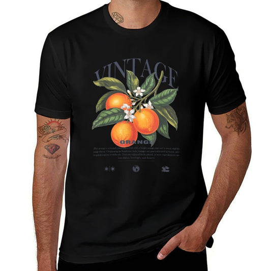 Orange Fruit Vintage  Heathered Texture T-Shirt