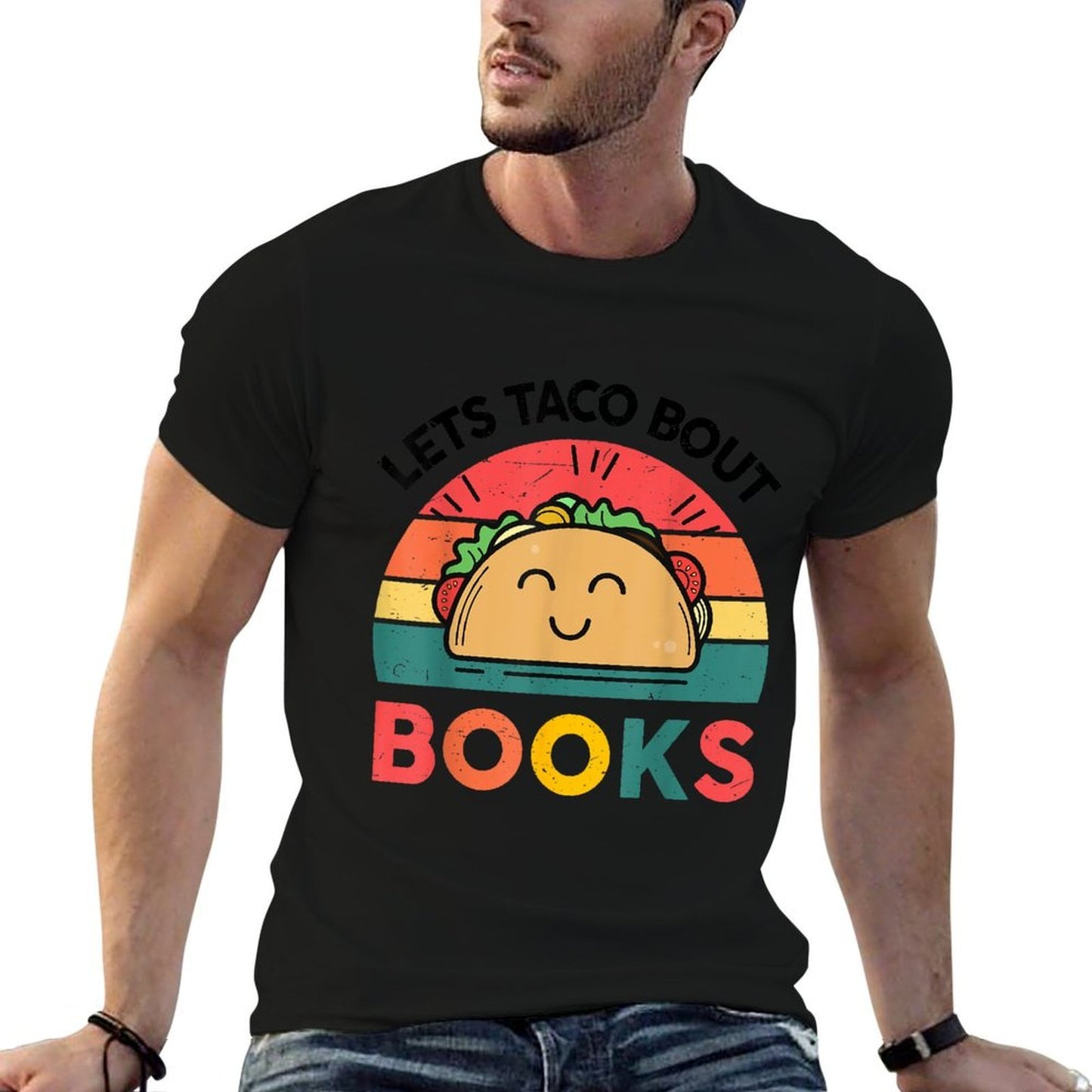 Funny Lets Taco Bout Books-Shirt Kids Women Reading Teacher  Oversized Silhouette T-Shirt