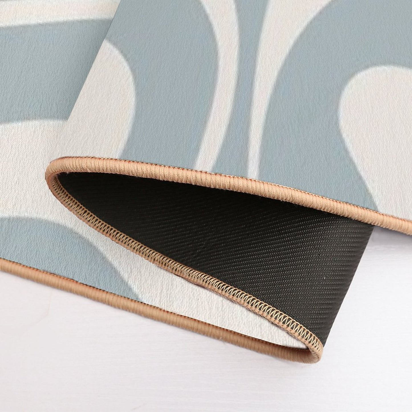 Liquid Swirl Abstract Pattern in Cream And Light Blue-Grey  Anti-Trip Bath Mat