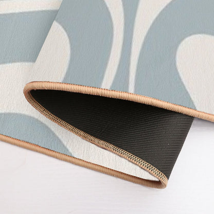 Liquid Swirl Abstract Pattern in Cream And Light Blue-Grey  Anti-Trip Bath Mat