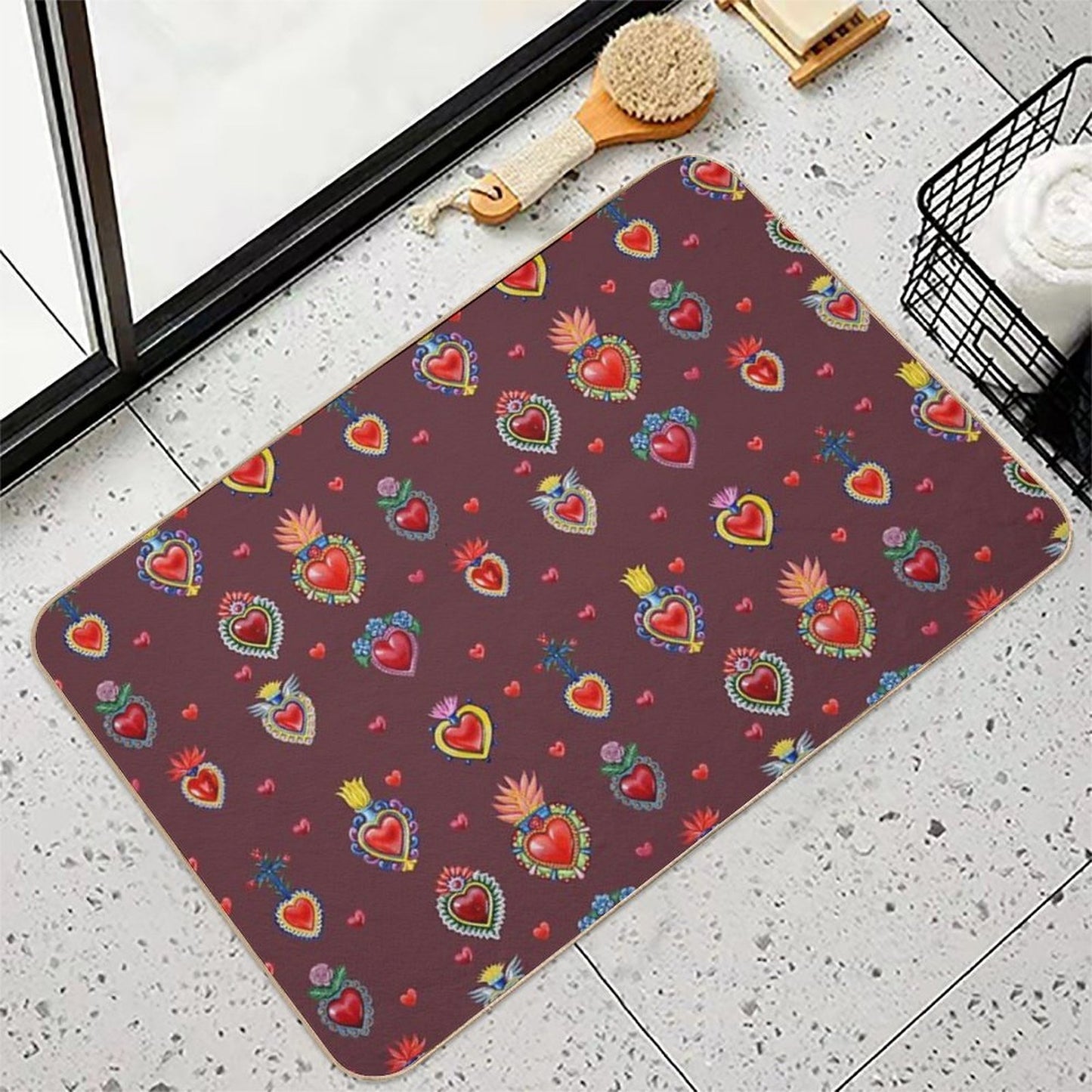 Mexican Sacred Hearts  Multi-Purpose Bath Mat
