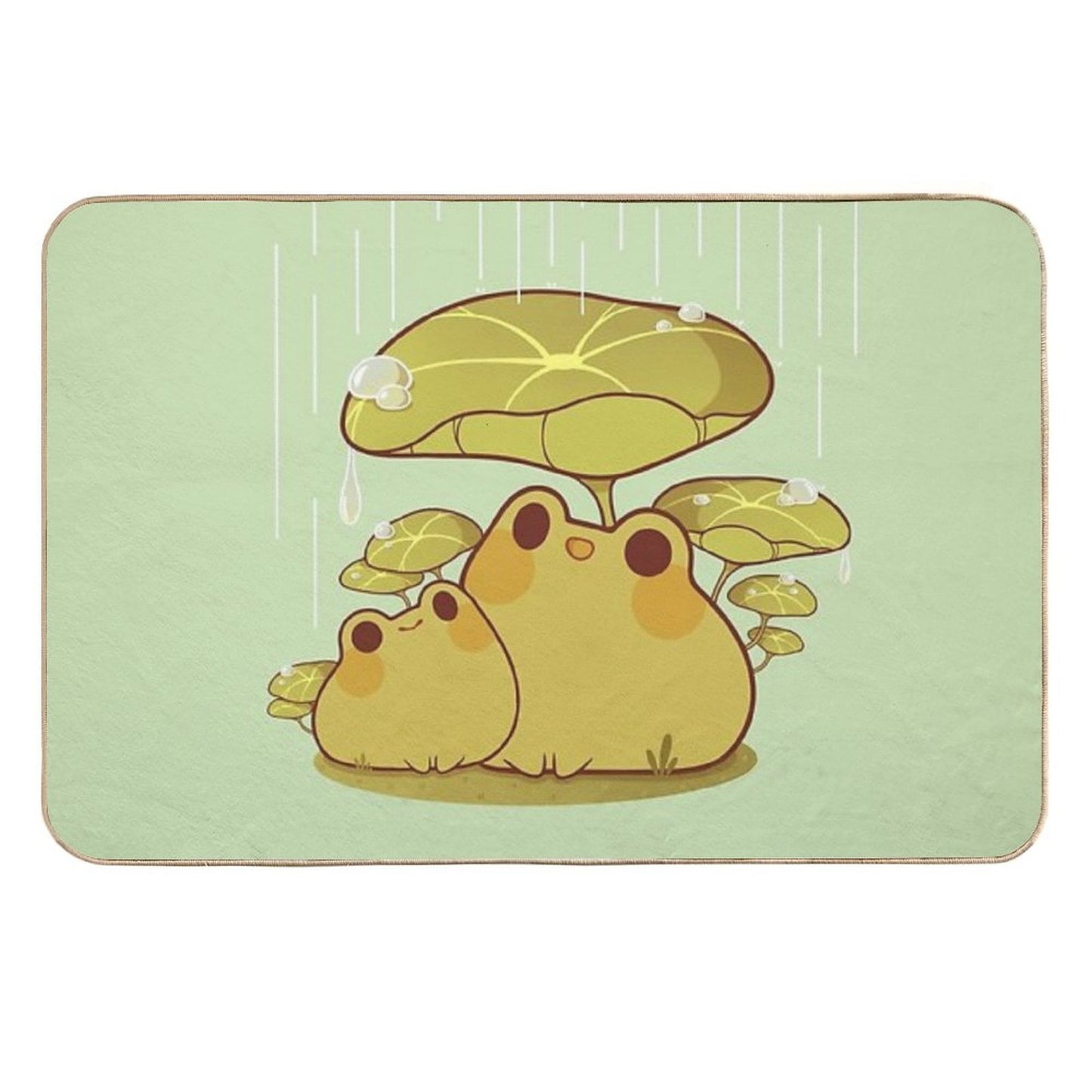 Froggies Together in The Rain  Absorbent Bath Mat