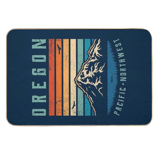 Oregon Retro Mountains  Long-Lasting Bath Mat