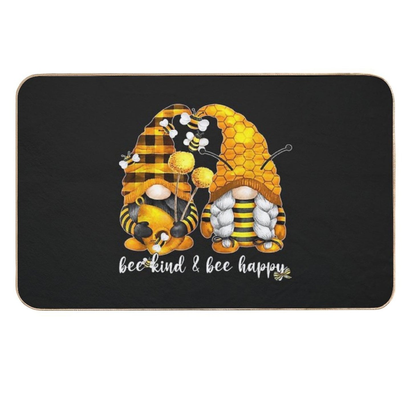 Bee Kind  Bee Happy For Beekeeper With Bumble Bee Gnome TShirt61  Rapid-Drying Bath Mat