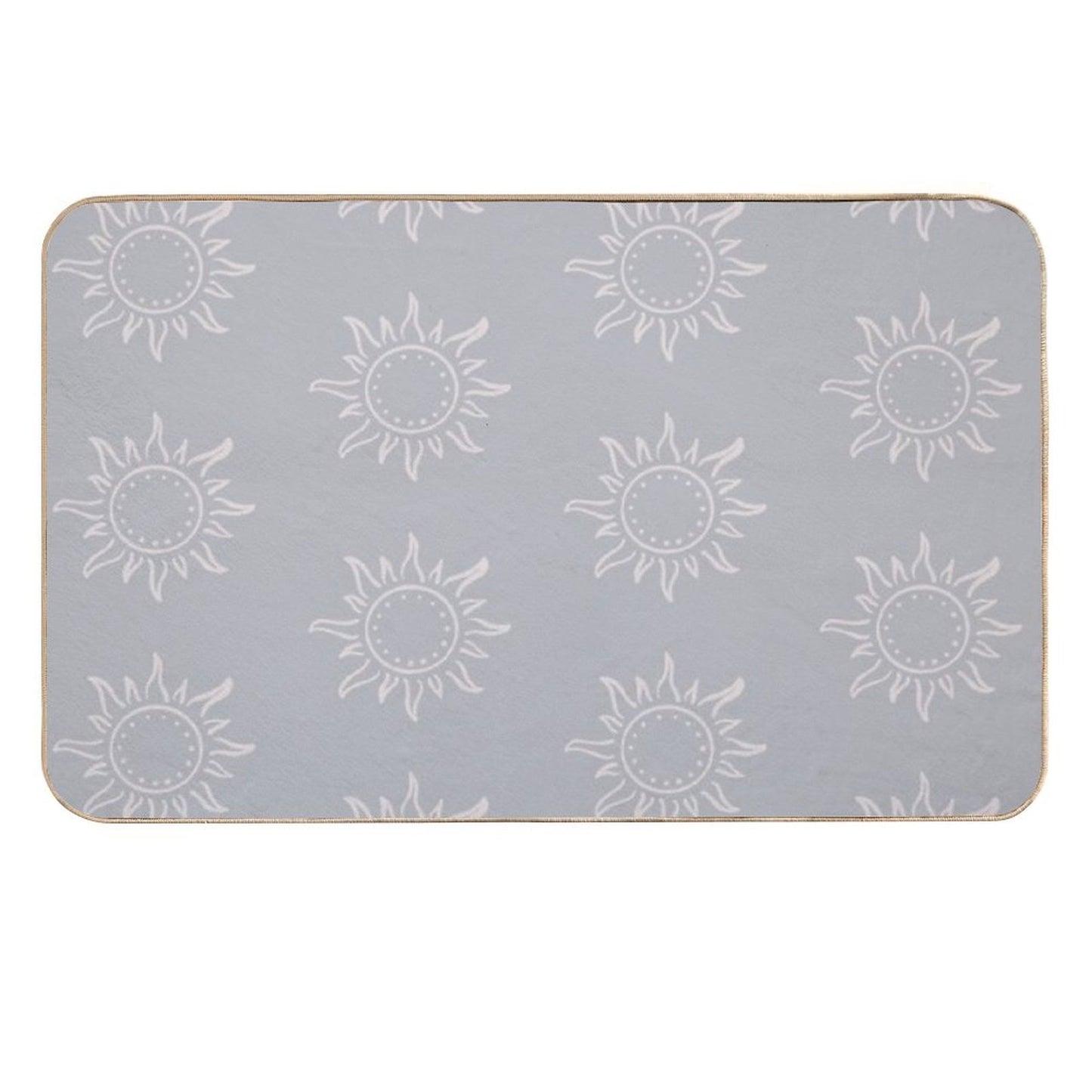 Cute Boho Sun Pattern Bohemian Aesthetic In Muted Colors Stone Blue  Non-Slip Bath Mat