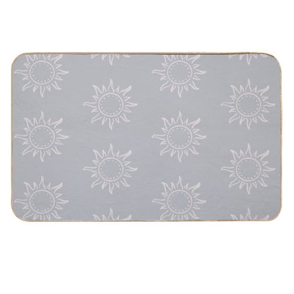 Cute Boho Sun Pattern Bohemian Aesthetic In Muted Colors Stone Blue  Non-Slip Bath Mat
