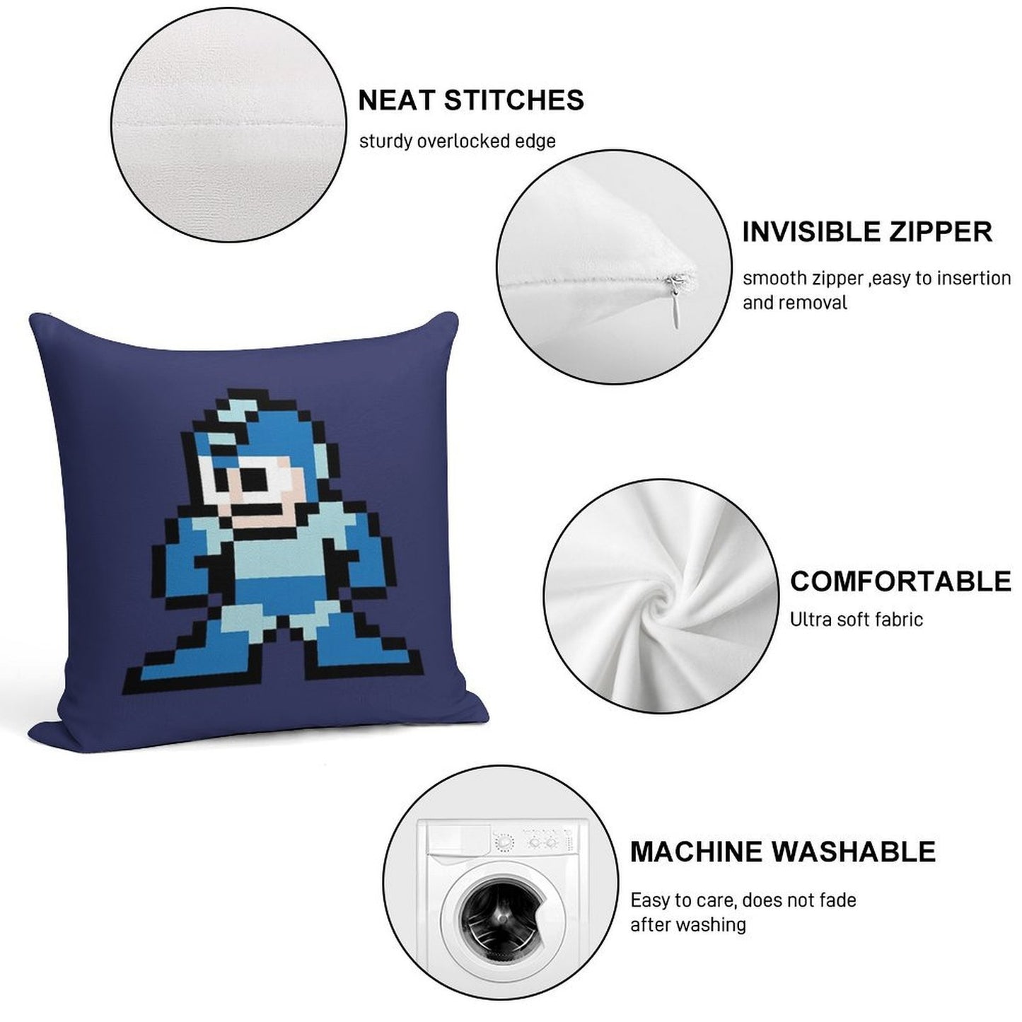 Mega Man - Gift for Gamer - Present for Video Game Lover Soft Warmth Comfort Throw Pillow