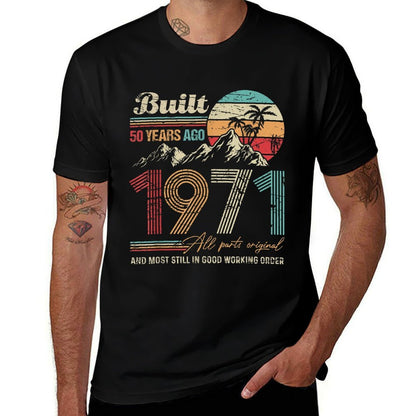 Built 50 Years Ago All Parts Original Funny 50th Birthday  Ribbed Collar T-Shirt