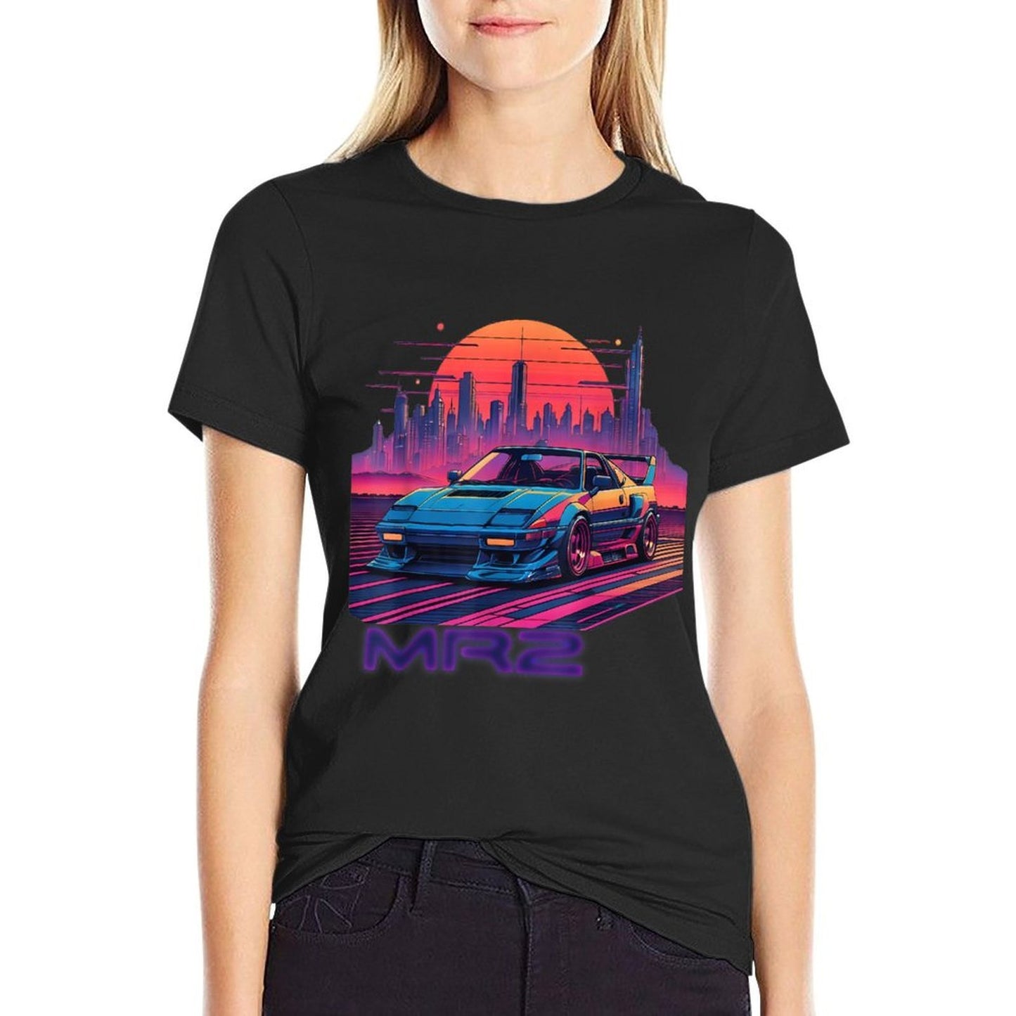 Neon Dreams 90s Japanese Sports Car MR2 in Cyberpunk City  Affordable Price T-Shirt