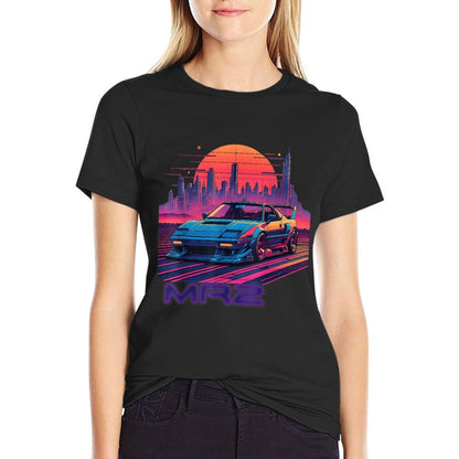 Neon Dreams 90s Japanese Sports Car MR2 in Cyberpunk City  Affordable Price T-Shirt