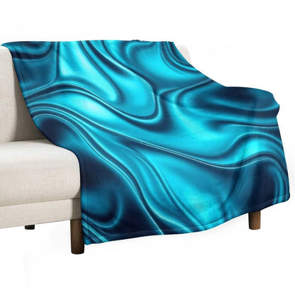 Nautical Ocean Waves Turquoise Navy Blue Marble Swirl Anti-pilling Throw Blanket