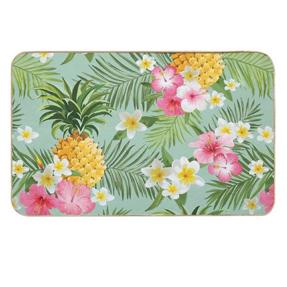 Hawaiian Pineapple And Tropical Flowers  Repositionable Bath Mat
