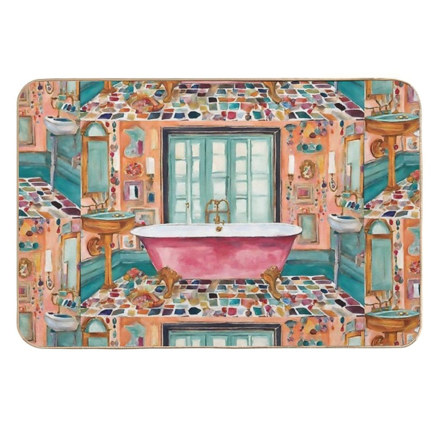Pink Bejeweled Bathtub Durable Bath Mat
