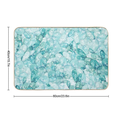 Green Cactus Pattern Watercolor  Dirt-Trapping Bath Mat