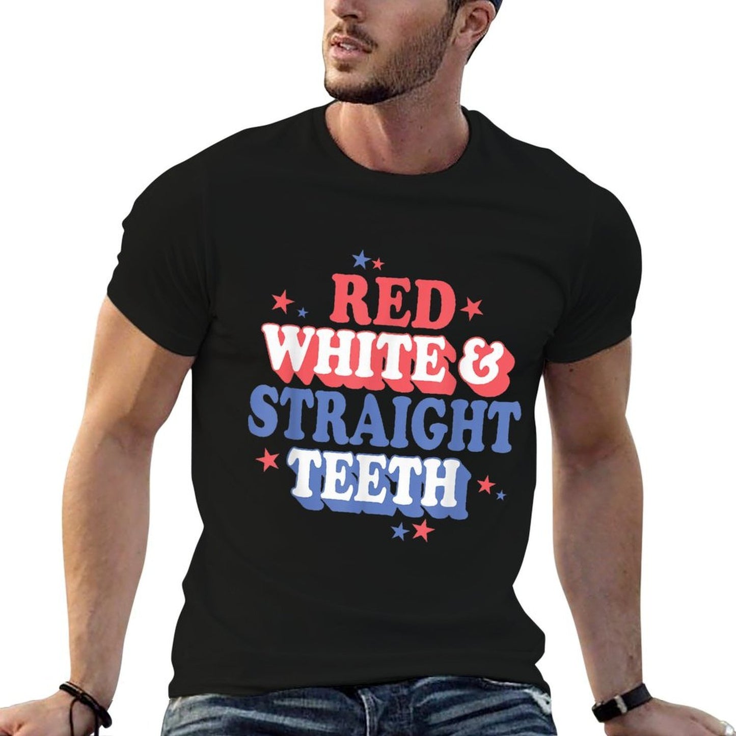 Red White Straightth 4th of July Orthodontic Squad  Breathable T-Shirt