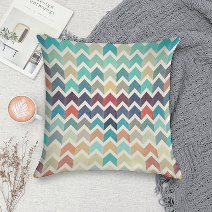 Watercolor Chevron Pattern Soft Reinforced Edging Throw Pillow