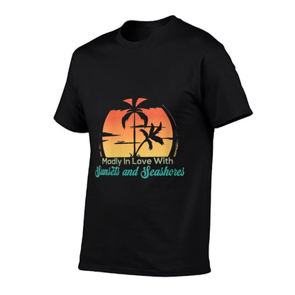 Womens Retro Madly In Love With Sunsets And Seashores  Eco-friendly Material T-Shirt